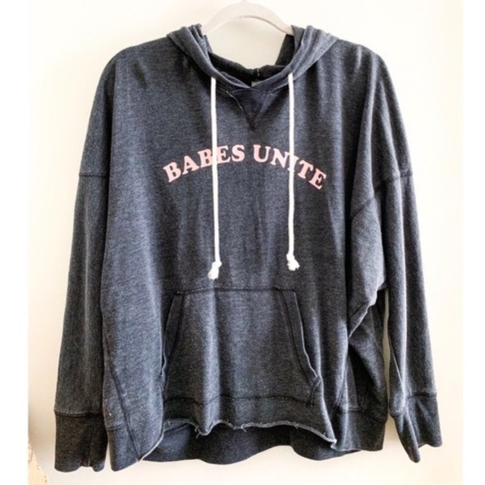 Dark grey pink font ‘Babes Unite’ hoodie